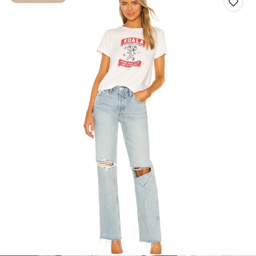 REDONE 90s HIGH RISE LOOSE LIGHT BLUE NU DISCO DESTROY size 24 - Picture 1 of 7